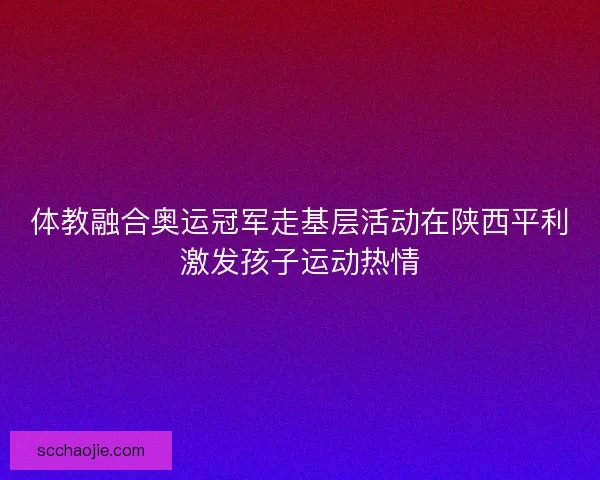 体教融合奥运冠军走基层活动在陕西平利激发孩子运动热情